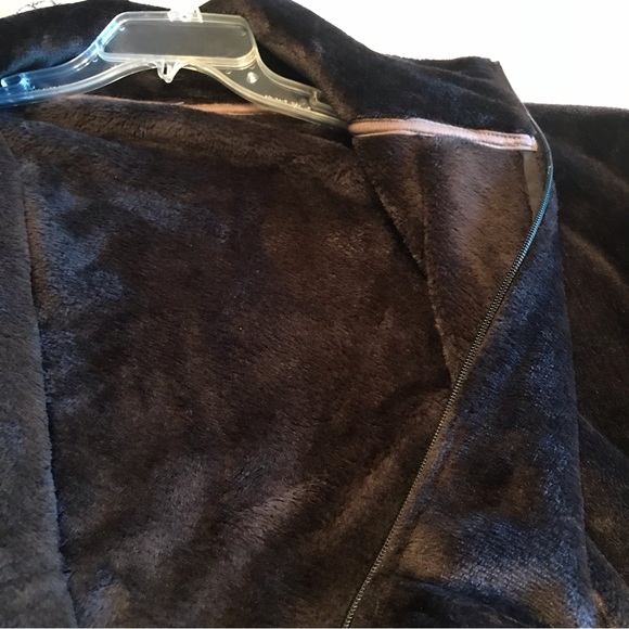 VELOUR CHOCOLATE BROWN BOMBER JACKET Large-XLarge NWOT - Picture 11 of 15